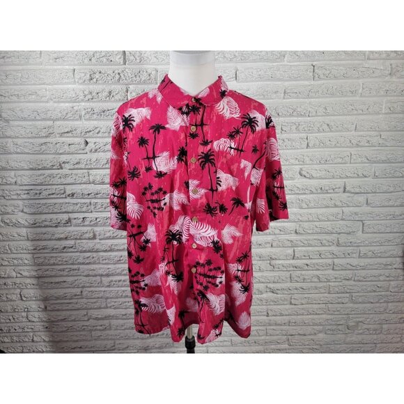 Haband Other - Haband Mens Shirt 3X Short Sleeve Pink Tropical Pocket Collar Casual FLO383E